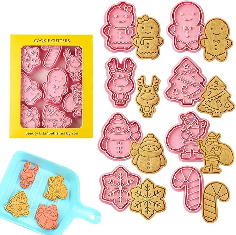 Genérico Set Cortadores de Galletas Navideñas Estampadores Reutilizables — Hogar y cocina