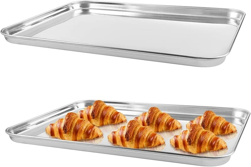 Vylro 2 Piezas Bandeja de Horno Acero Inoxidable, 26, 5 x 20 x 1, 2 cm — Hogar y cocina