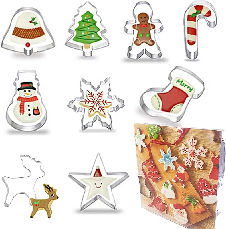 HaimoBurg Juego de 9 Cortadores de Galletas Navidad, Acero Inoxidable, para Galletas con Mantequilla, Cortador de Navidad — Hogar y cocina