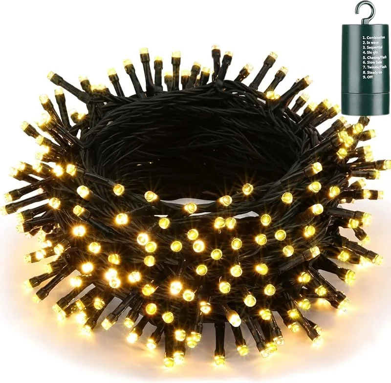 Visita la tienda de Joomer Joomer Guirnalda Luces Navidad Exterior Pilas 20M 200 LED Blanco Cálido