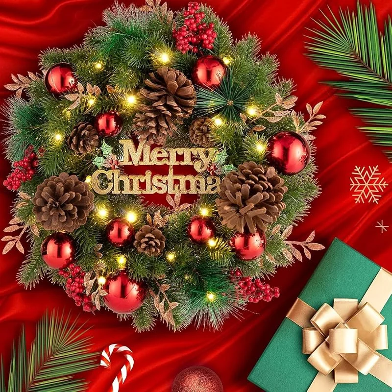 Visita la tienda de Avoalre Avoalre Corona Navidad 40 cm con 40 LED para Puerta, Pared y Ventana — Decoracion Navidad