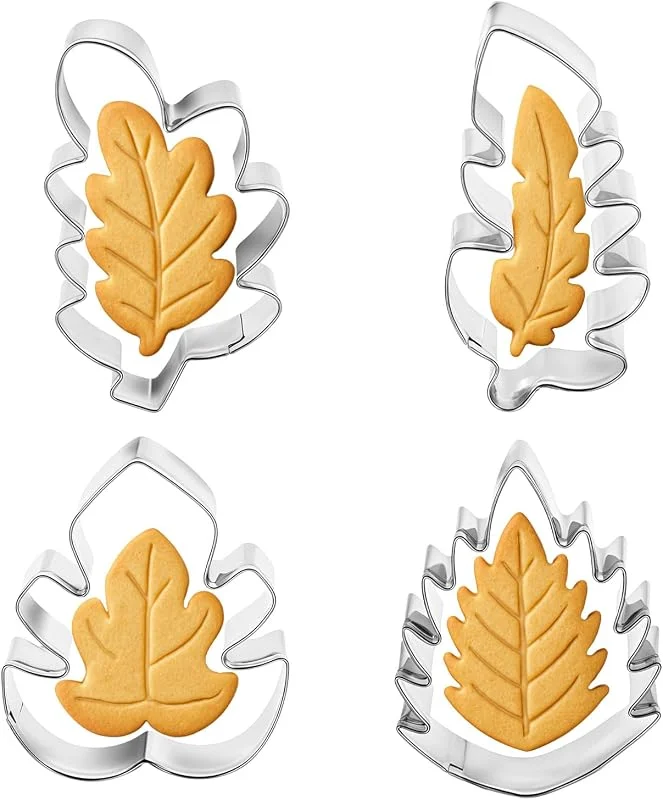 Apausvcm Juego de 4 cortadores de galletas de hoja de roble, helecho de hojas de Monstera, hojas tropicales, cortadores de galletas de fondant, cortadores de galletas de acero inoxidable — Hogar y cocina