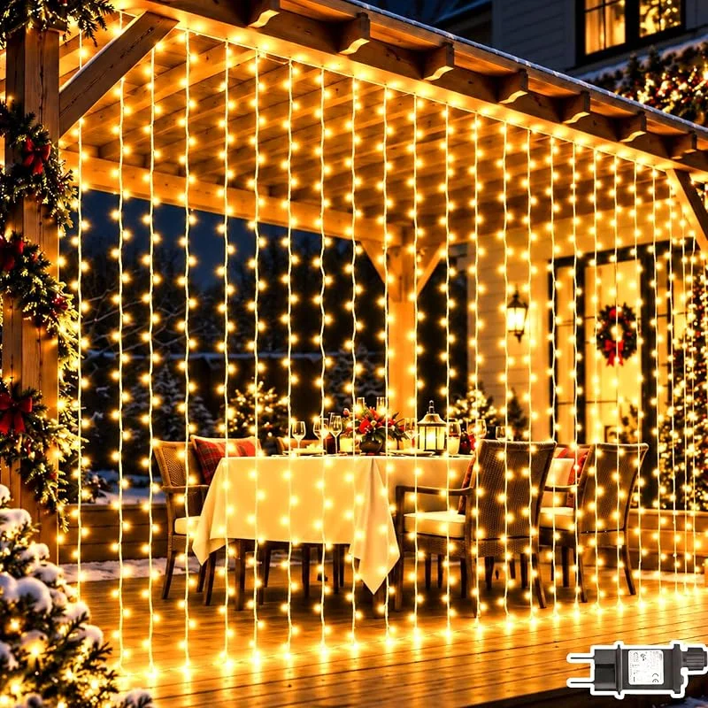 yowin Cortina Luces Navidad Exterior 300 LED 3m x 3m Cortina de Luces