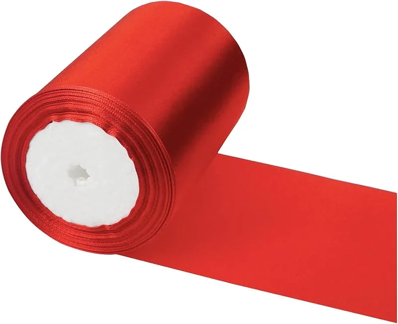 POPOYU Cinta roja ancha y gruesa de 10 cm para envolver regalos, 23 m de satén grande de Navidad con lazo grande para coche, manualidades, ramos, coche de boda, regalos, decoraciones de pasteles — Envoltorio regalo