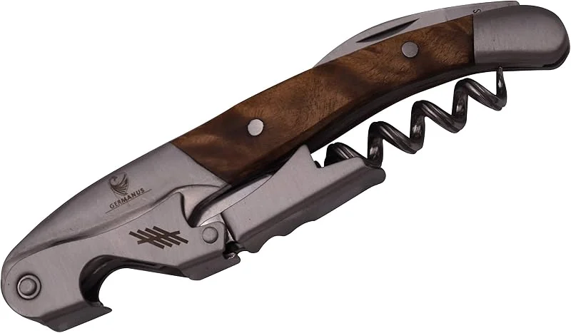 GERMANUS Cuchillo de camarero Premium 197, para descorchar botellas de vino — Vino y mesa festiva