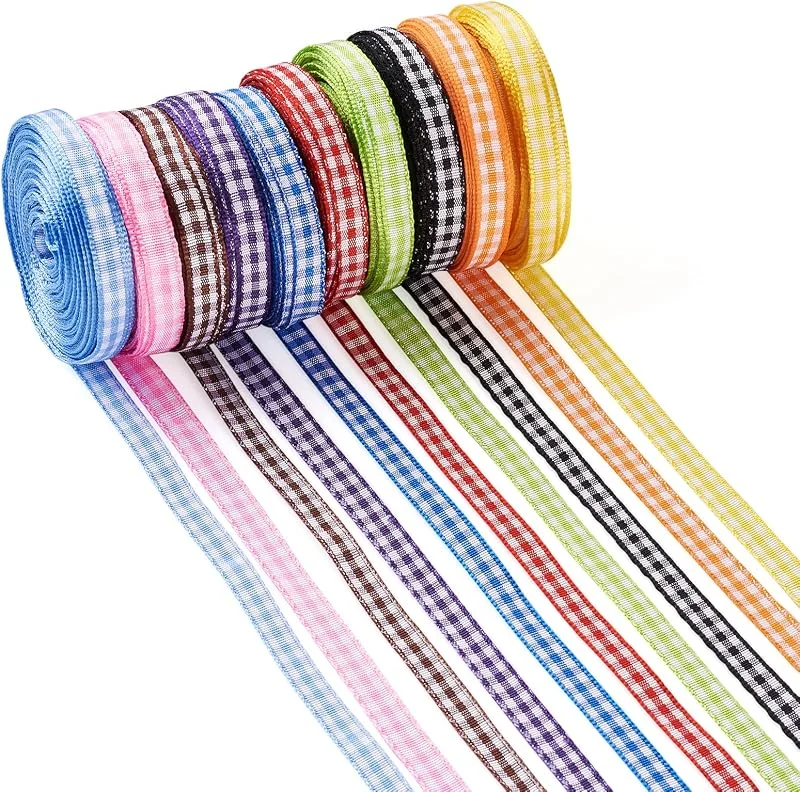 Visita la tienda de PH PandaHall Pandahall 10 rollos de cinta de poliéster a cuadros de 1, 4 x 11 yardas, 10 colores, patrón de tartán, encaje de serpentina de celosía para envolver regalos, lazo para el pelo — Envoltorio regalo