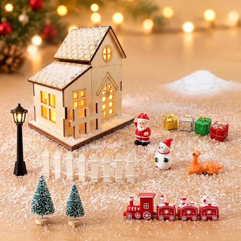 RAOPNHS pueblo navideño, casa de Navidad iluminada — Decoracion Navidad