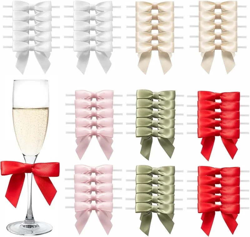 Visita la tienda de MORSUNBELA Lazos de regalo pequeños para decoración blanco crema rosa verde rojo — Envoltorio regalo