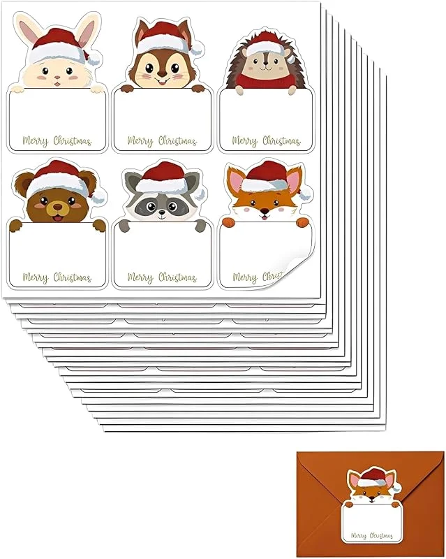 JIRVEX 120 Pegatinas Regalos Navidad Autoadhesivas, Pegatinas Navidad Papá Noel Muñeco de Nieve Feliz Navidad, Pegatinas Etiquetas Regalos Navidad para Bolsas de Regalo, Cajas, Tarjetas y Sobres — Envoltorio regalo