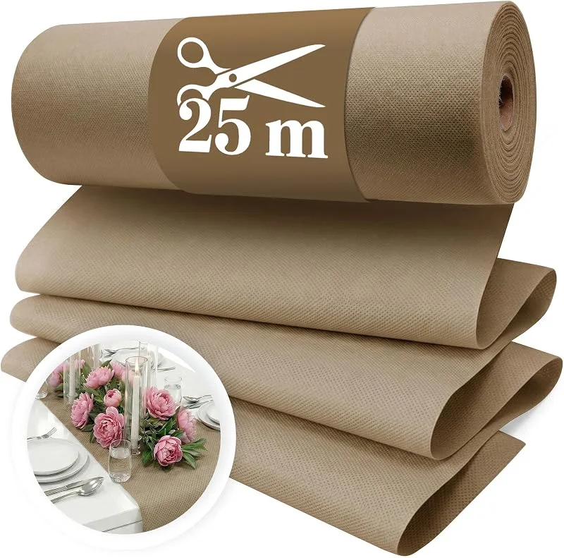 LILENO HOME Camino de mesa de fieltro beige de LILENO HOME [30 cm x 25 m] - Elegante camino de mesa desechable para bodas, comuniones, bautizos, cumpleaños, Navidad y fiestas — Hogar y cocina