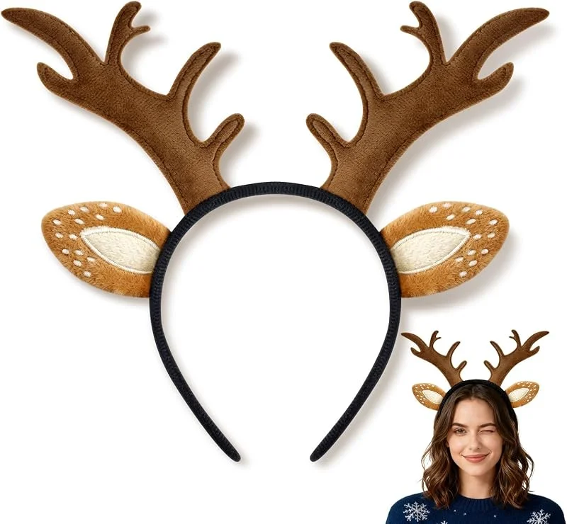 Lysjoy Diadema Reno Navidad, Diademas Navidad, Diademas Cuernos Ciervo, Diadema de Cuernos de Reno, Cuerno Renos Diademaes para Carnaval, Fiesta de Cumpleaños, Cosplay — Ropa Navidad