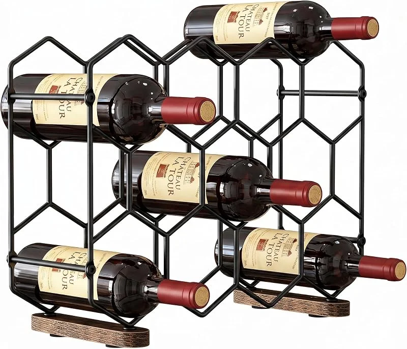 Visita la tienda de Nuovoware Nuovoware Botellero de sobremesa, 14 botellas, 3 niveles, NegroMarrón — Hogar y cocina