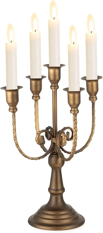 Visita la tienda de Sziqiqi Sziqiqi Candelabro Bronce de Metal, 5 Brazos, para Velas — Cena a la luz de velas