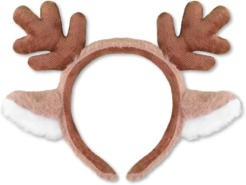 BOXOB Cuernos de Reno Diadema, Diadema con Astas de Reno Diadema con Orejas de Astas Disfraz con Astas de Ciervo Diadema Navideña para Cosplay Navidad Fiesta de Halloween — Ropa Navidad