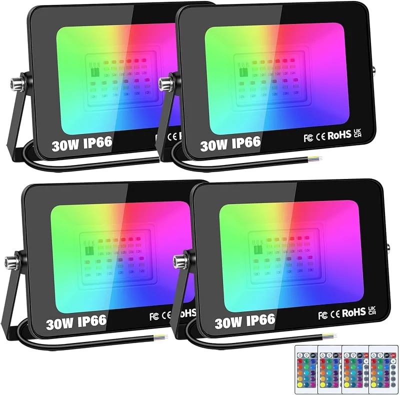 Visita la tienda de RIGIDON RIGIDON 4x foco led RGBW exterior 30W 3000lm IR remoto control proyector — Luces Navidad