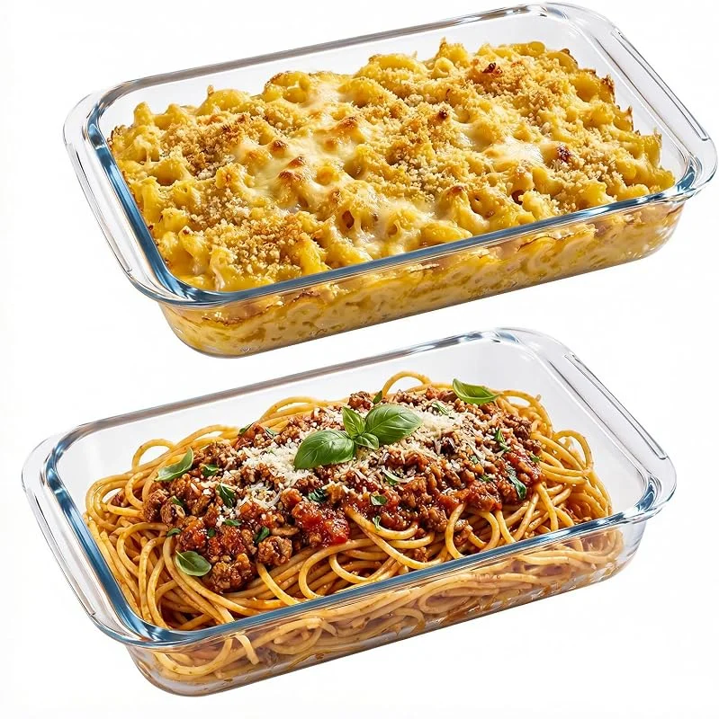 Visita la tienda de Hejo Hejo 1L Bandeja Horno Cristal con Asa, Transparente, 2 Piezas — Hogar y cocina