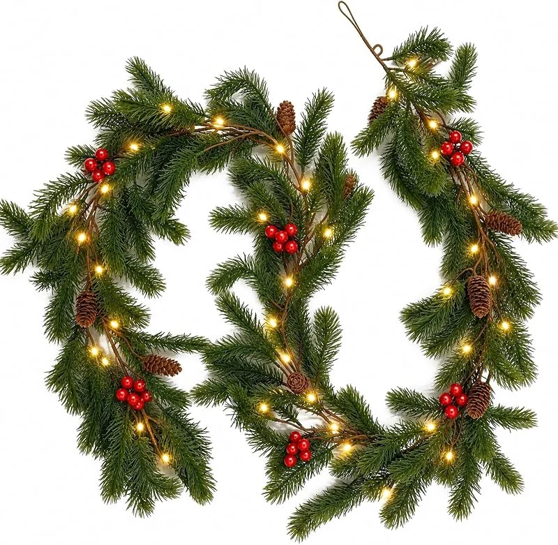 ANBET Guirnalda de Navidad de 1, 95 m con LED, guirnalda de abeto para — Decoracion Navidad