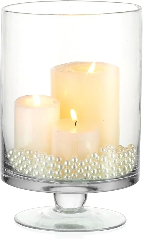 Visita la tienda de Nuptio Nuptio Candelabro Vidrio para Velas Pilar - Jarrones Vidrio Grandes para Decoración Mesa, Candelabro Huracán Transparente para Bodas Navidad Fiesta Halloween, Centro Mesa Decoración Comedor — Adviento y mesa