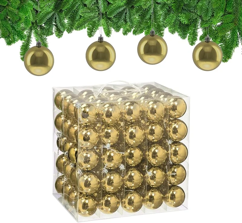 Visita la tienda de Relaxdays Relaxdays Bolas Árbol Navidad, Set 100, Plástico, Diseño Brillante, 6 cm, Adornos Navideños, Decoración Natal, Dorado — Decoracion Navidad