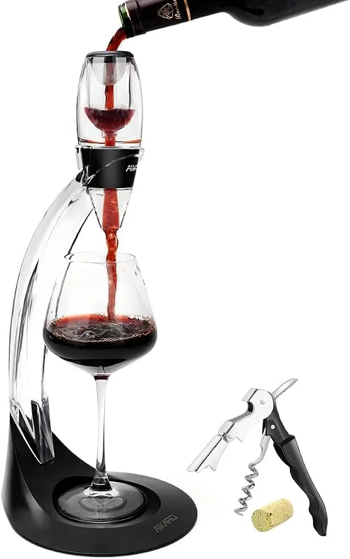 Visita la tienda de AIKARO AIKARO - Aerador de Aire para Vino Decantador Automático con Filtro, Soporte y Sacacorchos (Set) — Vino y mesa festiva