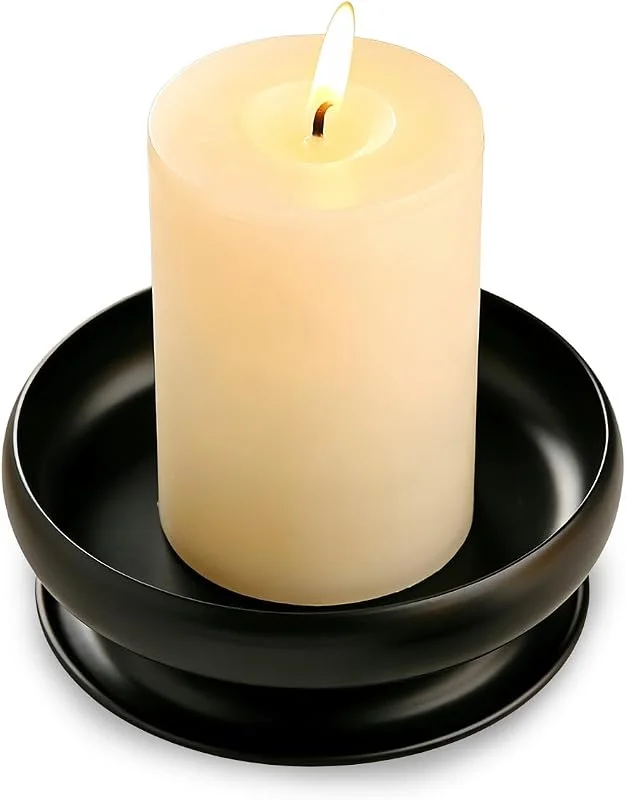 Cloxtralon Portavelas de metal Ø 10 cm – Decoración elegante para bodas, Navidad, salón, corona de adviento, fiestas, cumpleaños, comuniones y bautizos, color negro — Adviento y mesa