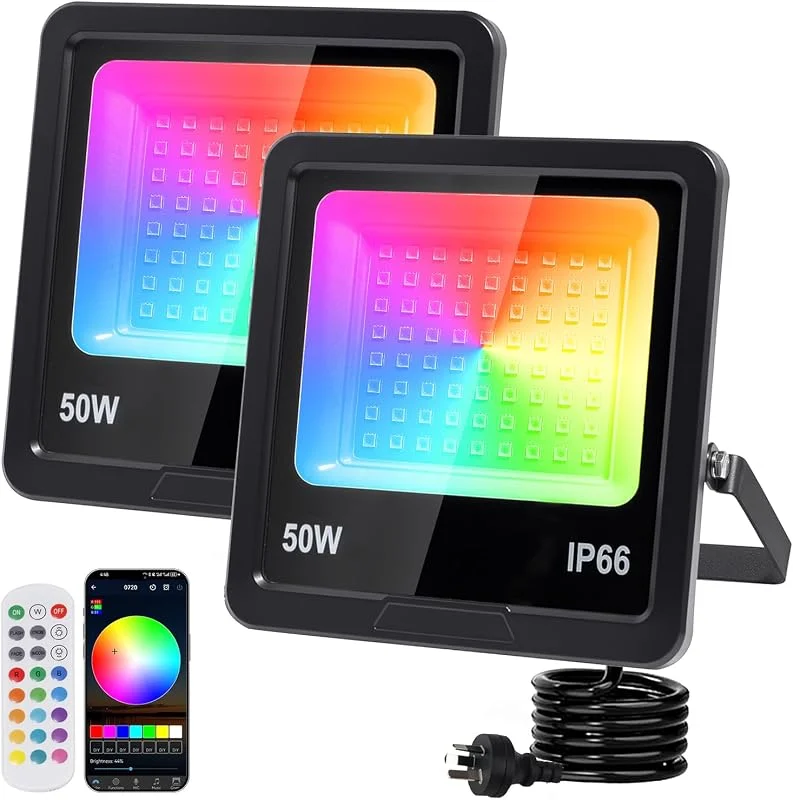 Visita la tienda de Indmird 2 Pieza Foco LED RGB Exterior 50W, Proyector LED RGB — Luces Navidad