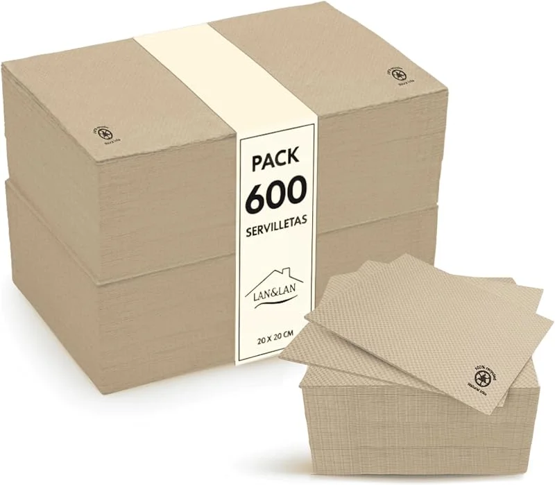 Visita la tienda de LAN&LAN Servilletas Cocktail Biodegradables, Pack de 600 unidades 10x10 cm plegadas, Servilletas papel de Micropunto modernas y rústicas para tus Ocasiones Especiales 20x20 abiertas - LAN&LAN (Kraft) — Adviento y mesa