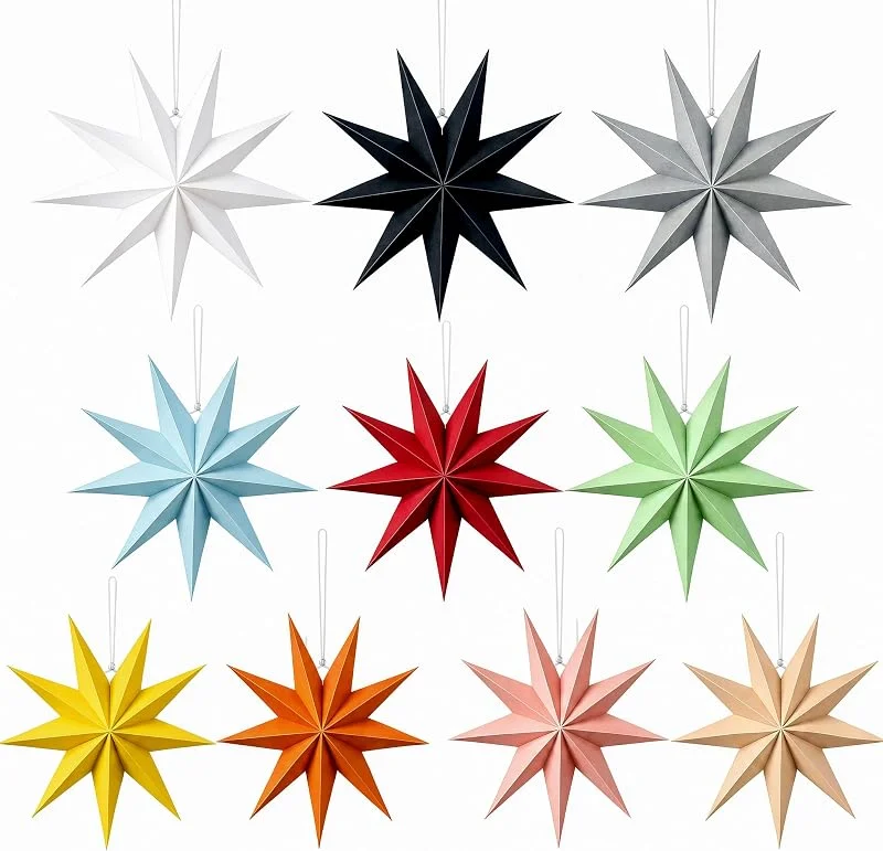 Neikafan 10x Estrella de Papel 3D para Colgar 30cm, Navidad Adorno para Ventana — Decoracion Navidad