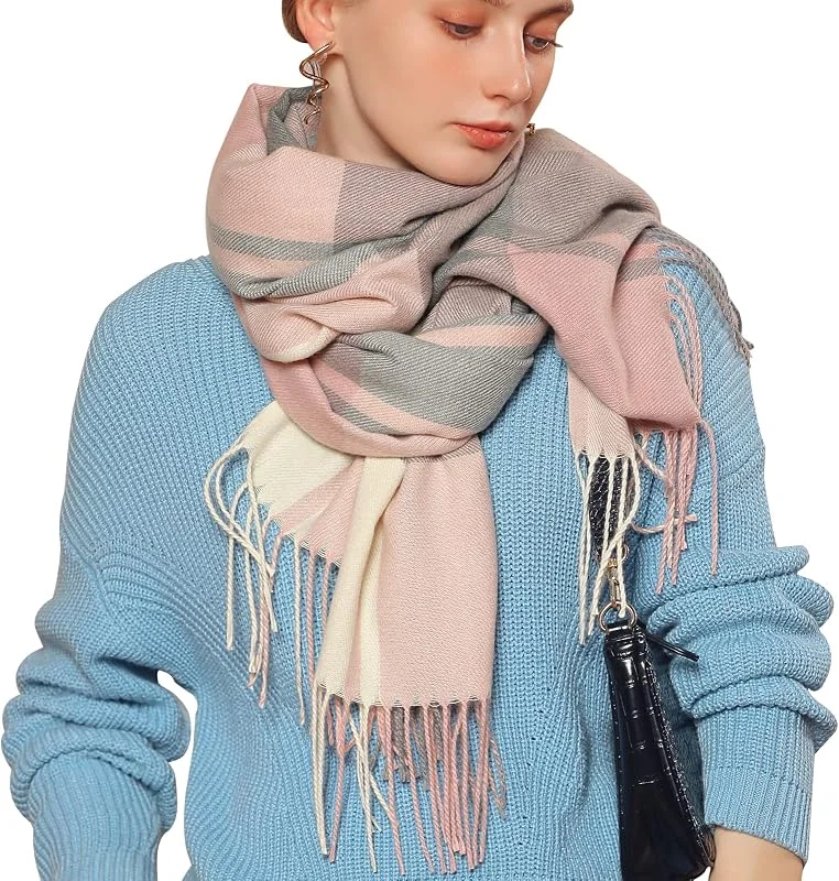 Baynetin Bufanda De Lana para Mujer, Manta De Abrigo Suave, Chal De Tartán De Pashmina, con Borla, Gruesa, Cálida, Suave, Grande, para Otoño e Invierno — Ropa Navidad