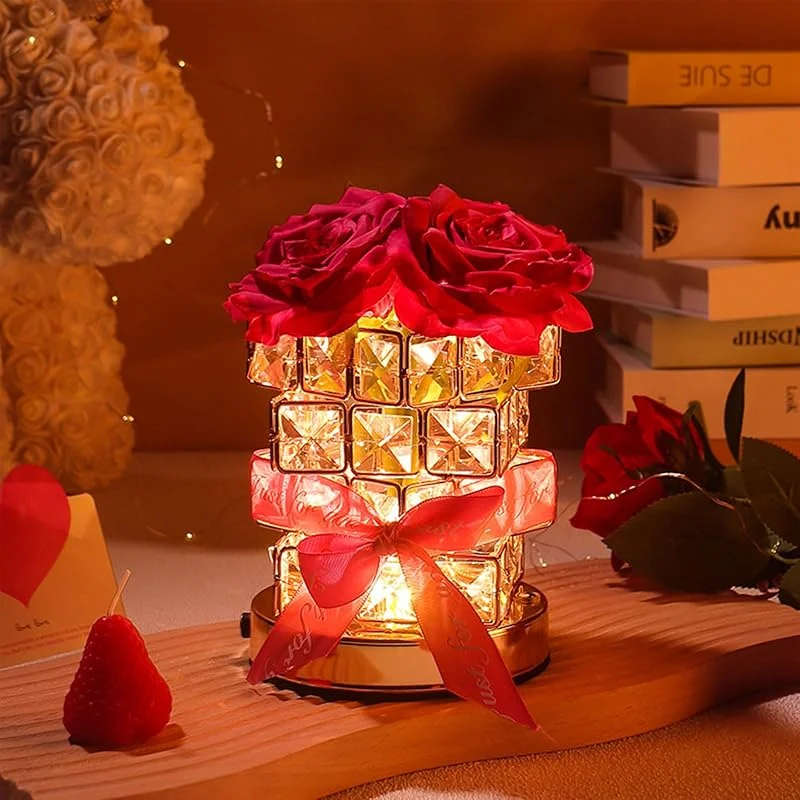 LHYDAOOQ Lámpara de mesa de cristal rosa, recargable, inalámbrica, 3 colores, regulable, romántica lámpara LED de diamante rosa para decoración de dormitorio, sala de estar, regalo de cumpleaños de San — Cena a la luz de velas