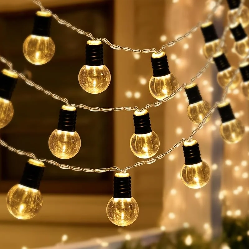 A.bigwhale Guirnalda Luces Pilas -20 LED luces hadas con temporizador, blanco cálido mini bombilla luces de hadas para interior, habitación, fiesta, Navidad, boda, Led pilas decoraciones de Navidad — Luces Navidad