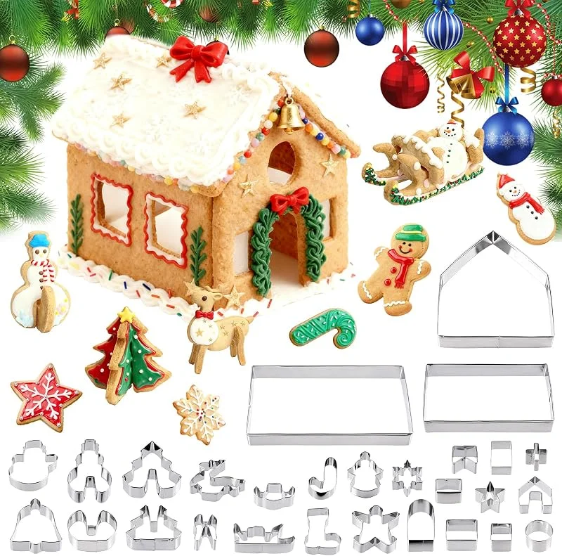 Ideal Swan Juego de 28 cortadores de galletas de Navidad de acero — Hogar y cocina