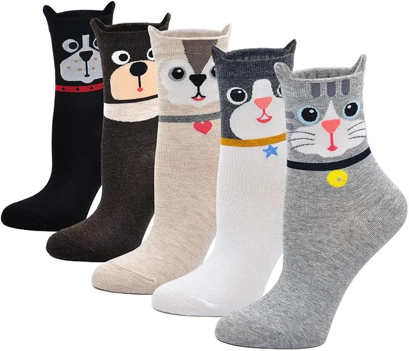 Visita la tienda de PUTUO PUTUO Calcetines Divertidos Mujer Calcetines Térmicos, Calcetines de Algodón Mujer Calcetines Animales Lindos, 5 Pares — Decoracion Navidad
