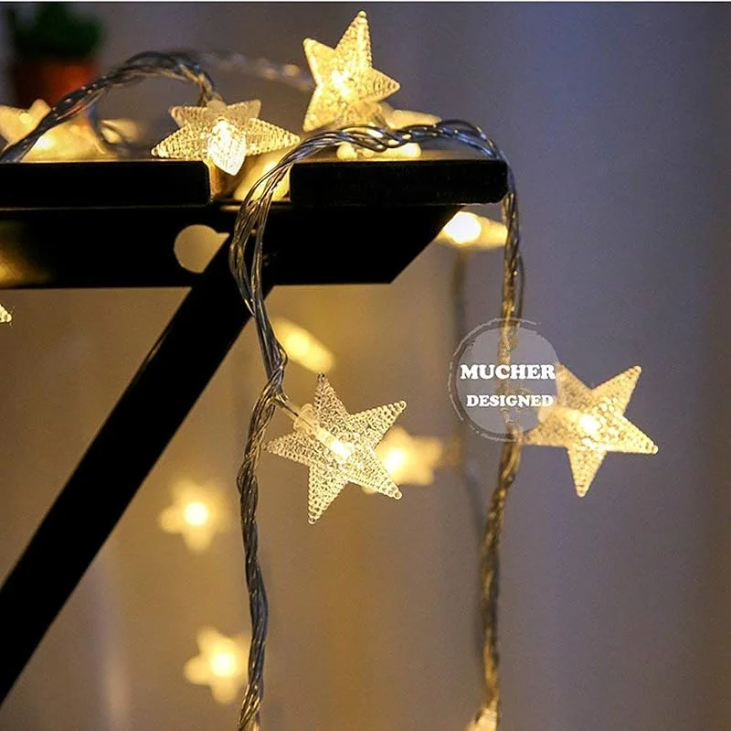 MUCHER Cadena de Luces Interior Guirnalda Luces USB 6M 40LED Luces de Estrella para Decoración Navidad, Habitacion, Fiesta, Jardín, Bodas, Compleaños Luces de Hadas (Blanco Cálido) — Luces Navidad