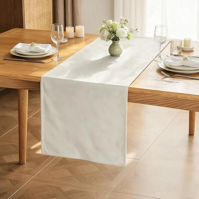 WAITER TREE Camino de Mesa Marfil 35 x 180 cm Mantel en Terciopelo — Hogar y cocina