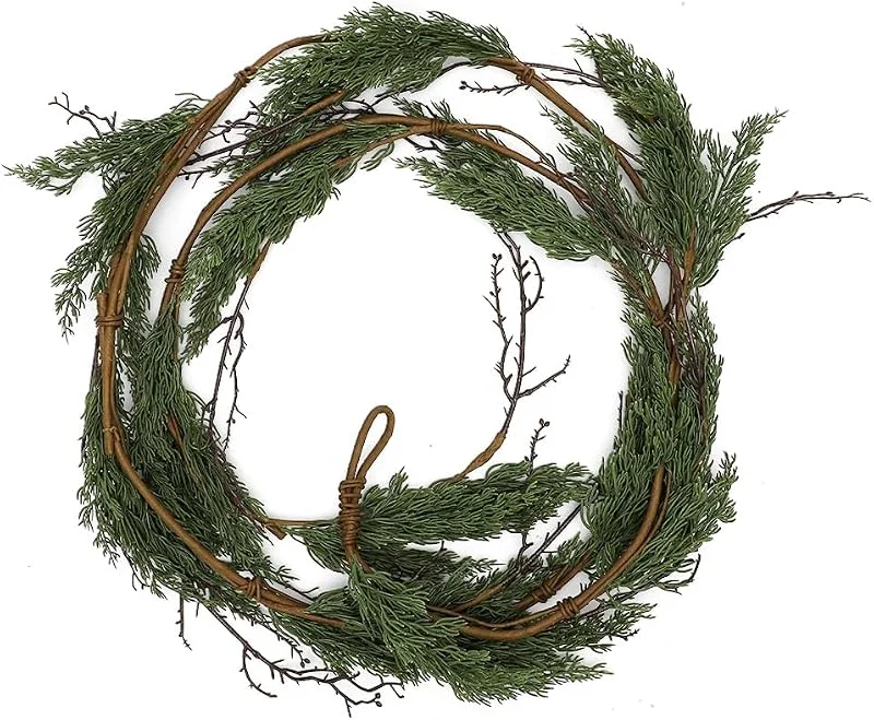 Umllpet Guirnalda de cedro para Navidad, 3 m, guirnalda de pino artificial, verde, decoración navideña, guirnalda de abeto para interior chimenea, escalera, barandilla de escaleras, pared y exterior — Decoracion Navidad