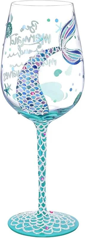 Visita la tienda de NymphFable NymphFable Copa de Vino Pintada a Mano Sirena Colores Uno Copa Vino Tinto 15oz Regalo para Familia o Amigo — Vino y mesa festiva
