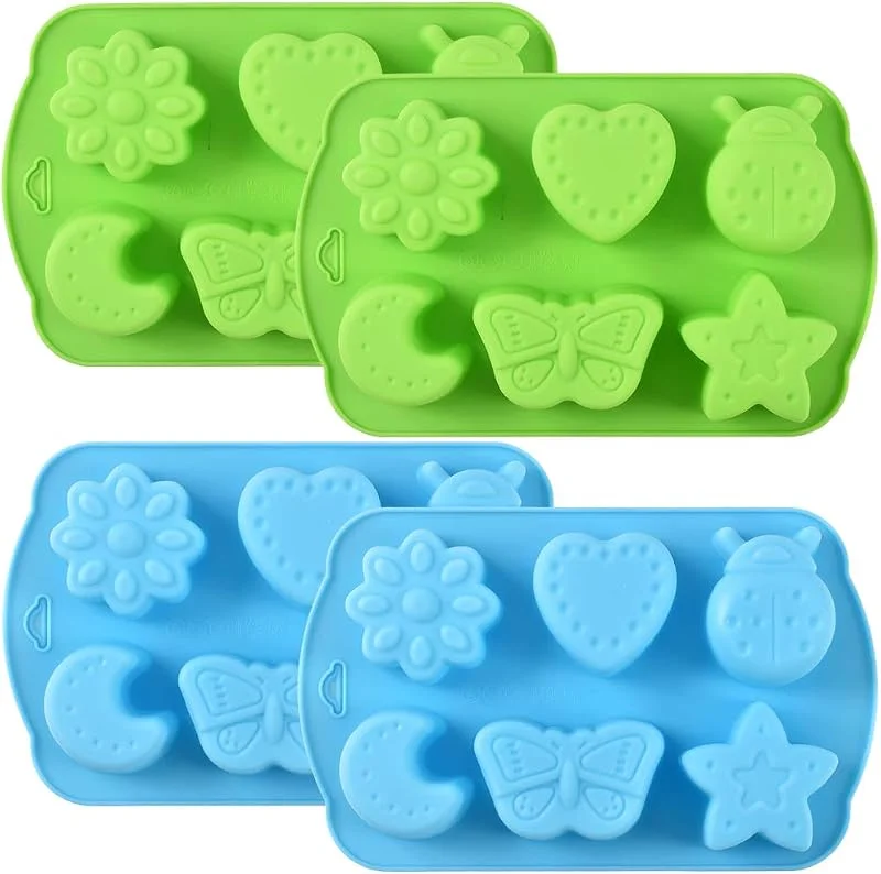 Newk Molde de silicona para caramelos de insectos, 4 paquetes, 6 cavidades, animal, mariposa, luna, estrella, molde para hornear 3D, molde antiadherente de grado alimenticio para caramelos, chocolate — Hogar y cocina