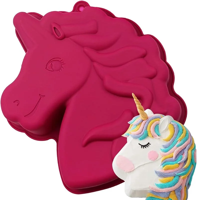 HGSHUO Molde de Silicona Unicornio 3D para Pastel, Hornear, Tartas, Repostería, Mousse, Jabón, Chocolate - Halloween, Navidad, Pascua — Hogar y cocina