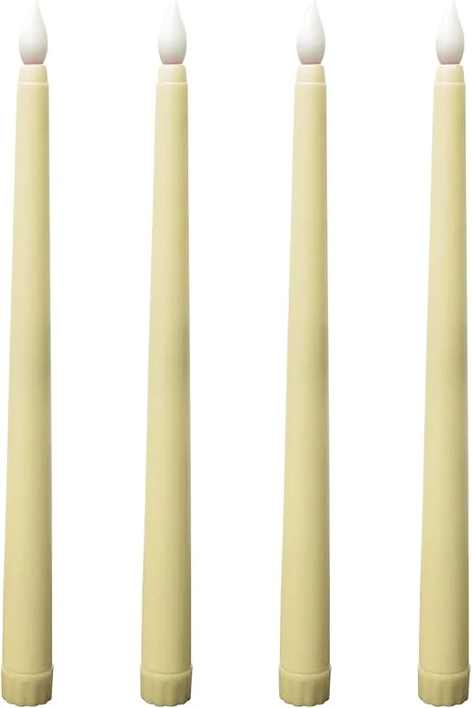 KARELLS Velas LED de varilla, 4 unidades, sin llama, velas LED a pilas, para regalo del día de la madre, fiestas, bodas, decoraciones de iglesia, beige — Cena a la luz de velas