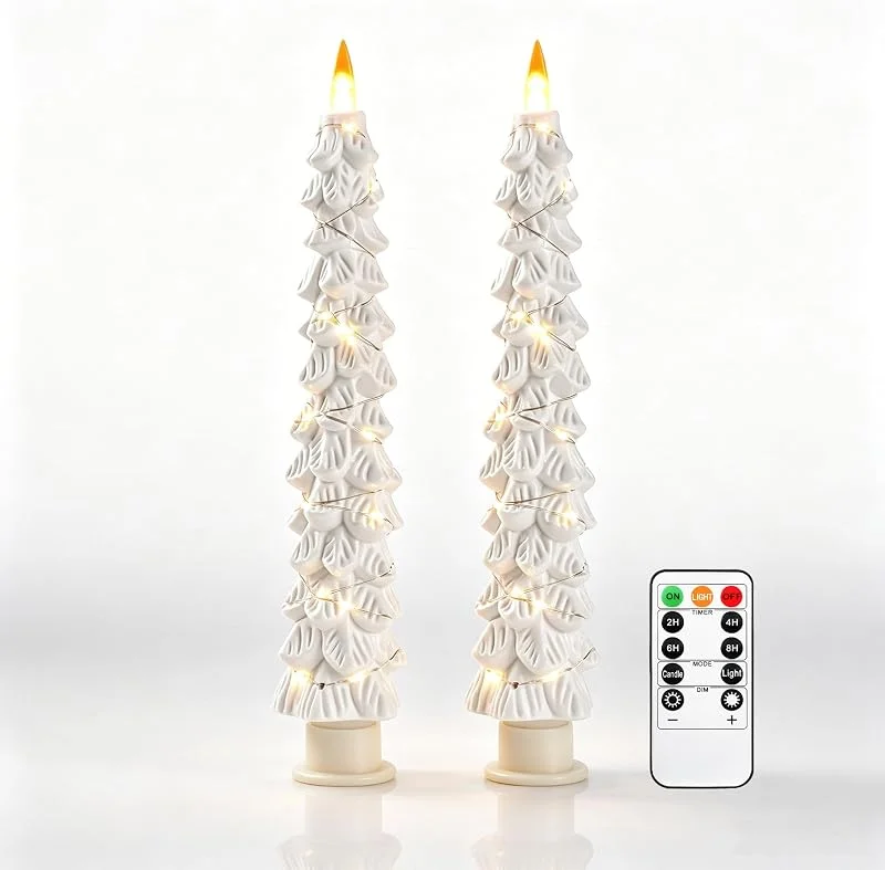 Visita la tienda de Da by 2 Velas LED de Árbol de Navidad Blanco, Velas Sin Llama con Cadena de Luces de Cobre, Efecto de Llama Realista Actualizado, Funcionan con Pilas y Mando a Distancia para Decoración Navideña del Hogar — Luces Navidad