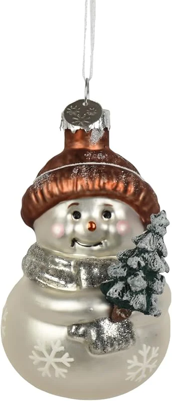 Decoris Adorno para árbol de Navidad (cristal, 9 cm), diseño de muñeco de nieve — Decoracion Navidad