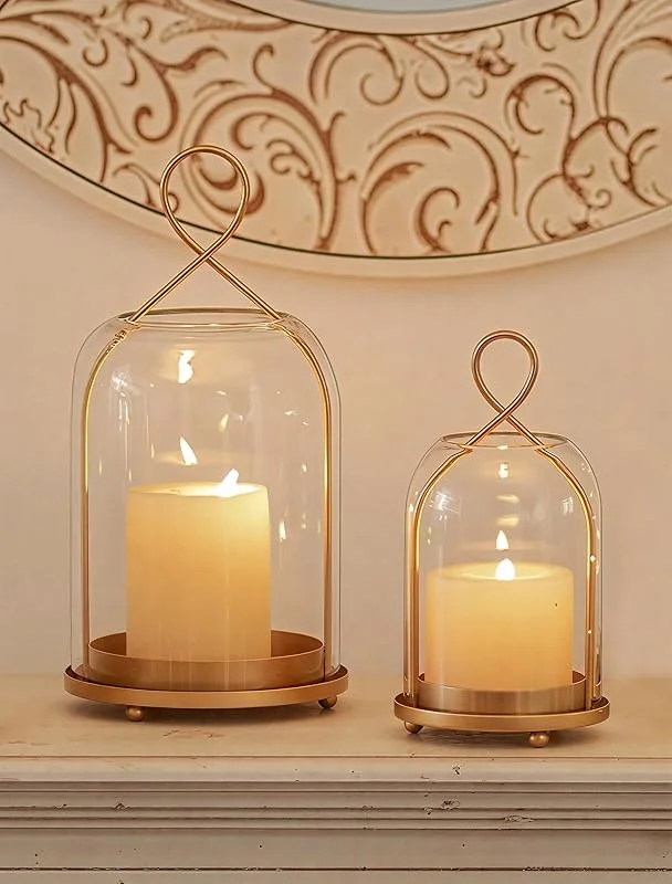 Visita la tienda de Nuptio NUPTIO Portavelas Hurricane de Cristal Soporte para Portavelas Velas Dorado — Decoracion Navidad