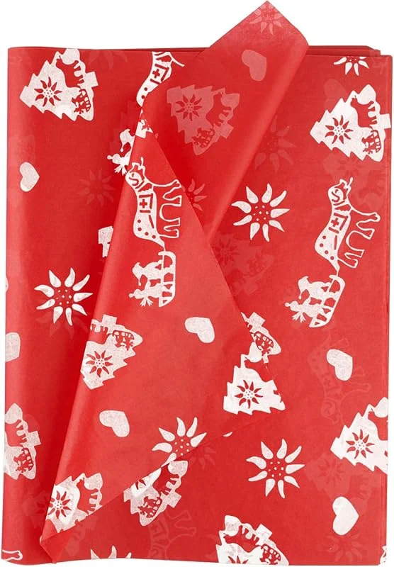 Hjvvr Papel de seda de Navidad, 20 hojas de papel de seda rojo, 50 x 35 cm, papel de seda para fiesta de Navidad — Envoltorio regalo