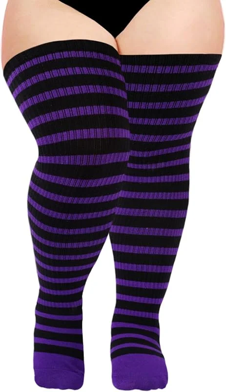 Visita la tienda de Moon Wood Moon Wood Medias Largas Mujer Talla Grande - Algodón Elástico, Yoga, Deporte, Halloween - Hasta 89 cm Muslo — Ropa Navidad