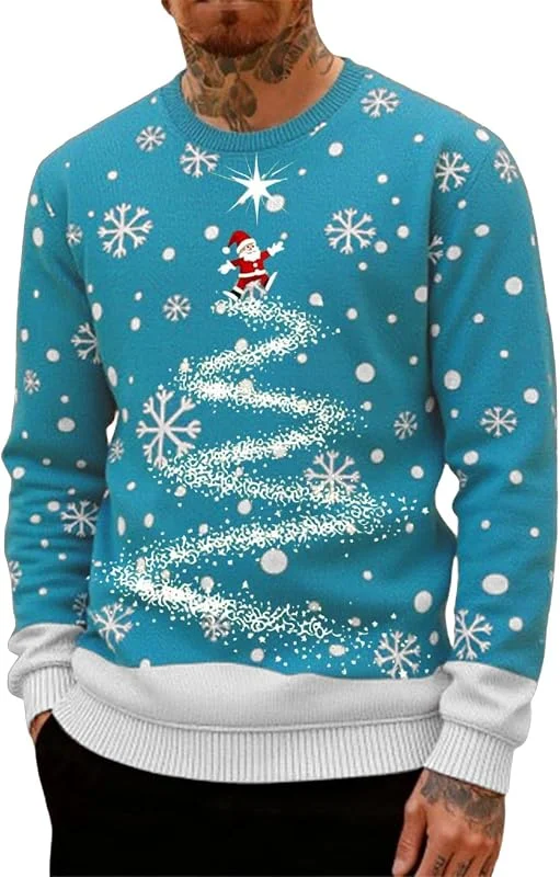 Generisch Jersey de Navidad para hombre Ugly Christmas Sweater Cuello Redondo Manga Larga Jersey Navidad — Ropa Navidad