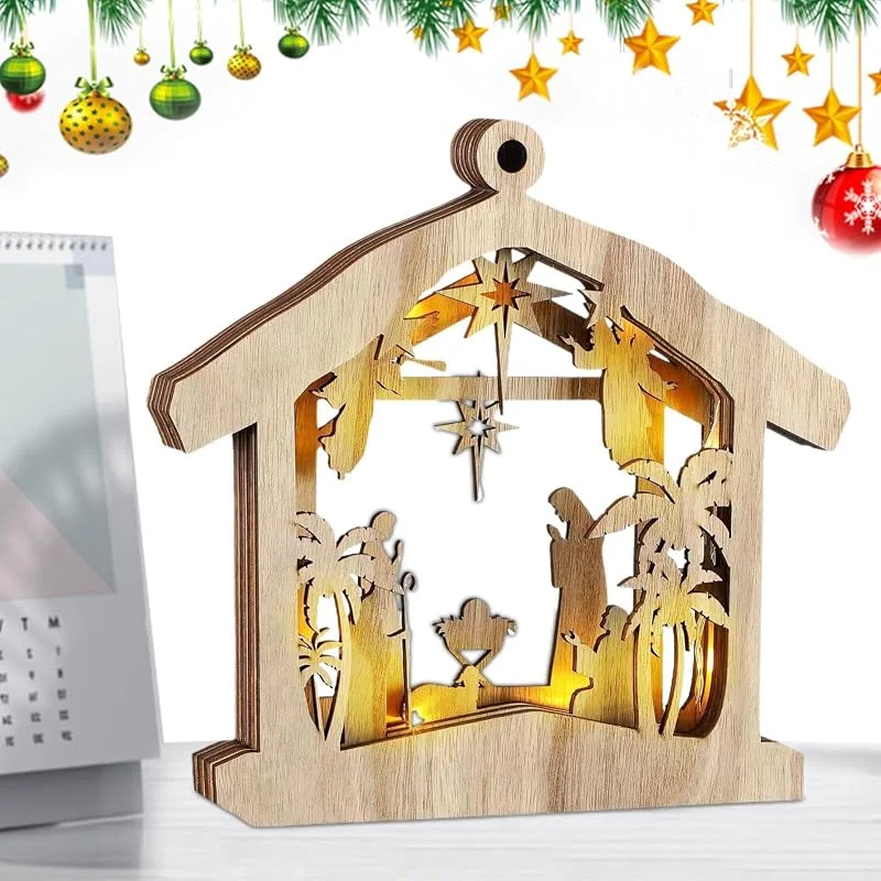 Générique Conjunto de Belén Navideño Centro de Mesa de Madera Sagrada Familia — Decoracion Navidad