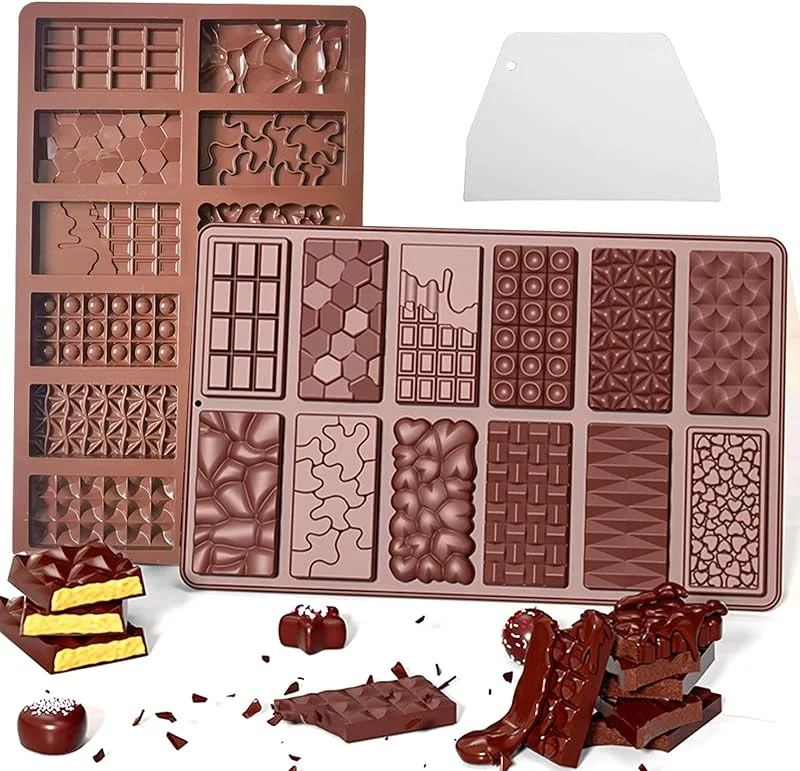 NHDDGR 2 Piezas Molde de Silicona para Chocolate, Molde para Bombones de Horneado Profundo, Tableta de Chocolate para Bombones, Dulces, Cubitos de Hielo — Hogar y cocina