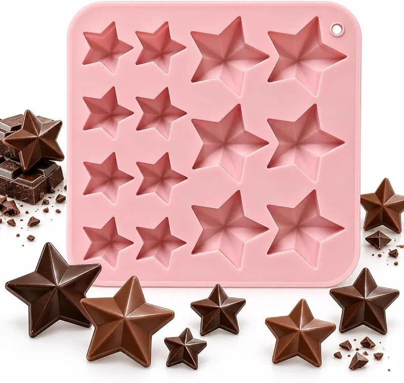 ririess Molde chocolate estrella silicona, 1 pieza bandeja flexible — Hogar y cocina