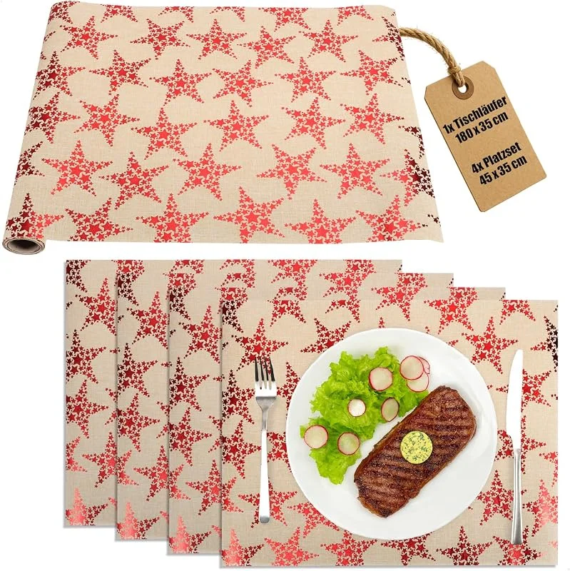 Visita la tienda de com-four COM-FOUR® 5 Piezas Un Juego de Mesa un Camino de Mesa y un Mantel — Hogar y cocina